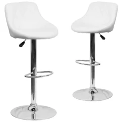 Emma And Oliver 2 Pack Contemporary Vinyl Bucket Seat Adjustable Height Barstool With Diamond Pattern Back And Chrome Base -Baxton Studio Sale Shop GUEST 205eac48 5a2d 4d6c 82b5 a8961988098b