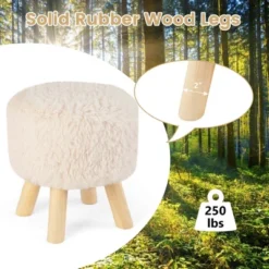 Costway Round Footstool Ottoman Faux Fur Upholstered Footrest With Padded Seat White -Baxton Studio Sale Shop GUEST 20737b22 160b 495a b256 0bd4f4a89131