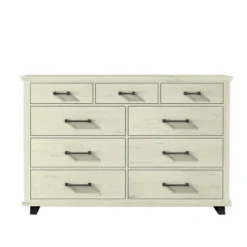 Festivo 3pc Contemporary 9 Drawer Dresser And 3 Drawer Nightstand Set Saw Cut Off-White: MDF, Metal Legs, Anti-Tip -Baxton Studio Sale Shop GUEST 2089119e d278 4d8e b524 07949d322405