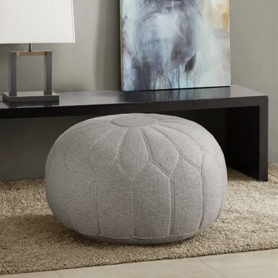 Avery Round Pouf Ottoman Gray 1 Avery Round Pouf Ottoman Gray