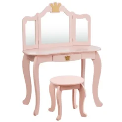 Costway Kids Makeup Dressing Table Chair Set Princess Vanity & Tri-folding Mirror 18 Costway Kids Makeup Dressing Table Chair Set Princess Vanity & Tri-folding Mirror -Baxton Studio Sale Shop GUEST 20ed6ec3 e588 4d8e 889b a437e535ea89