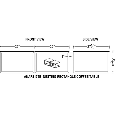 27.5" Set Of 2 Arcadia Acacia Wood Square Coffee Tables Antiqued Mocha - Alaterre Furniture: Industrial Style, Trestle Base 2 27.5" Set Of 2 Arcadia Acacia Wood Square Coffee Tables Antiqued Mocha - Alaterre Furniture: Industrial Style, Trestle Base - Image 2