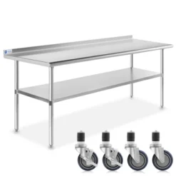 GRIDMANN Stainless Steel Table With Backsplash & 4 Casters (Wheels), NSF Commercial Kitchen Work & Prep Table -Baxton Studio Sale Shop GUEST 2122cded 5c9b 4d12 9527 950d3ad8f49a