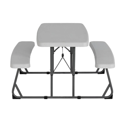 Peakform 37.8 Inch Rectangular Folding Picnic Table, Multipurpose Indoor Outdoor Durable Furniture With Double Bench Seating, White/Black 5 Peakform 37.8 Inch Rectangular Folding Picnic Table, Multipurpose Indoor Outdoor Durable Furniture With Double Bench Seating, White/Black - Image 5
