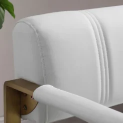 NicBex Loveseat Sofa Modern Bonded Leather Upholstered Loveseat Couch For Living Room,Small 2 Seater Sofa Couch With Metal Arms For Bedroom,White -Baxton Studio Sale Shop GUEST 214827f1 438d 454c 8905 e2cdd70114ec