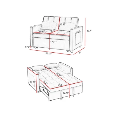 TiranisuBest Grey 3-in-1 Sectional Sofa Bed With Pull-Out Function, Adjustable Backrest, And Side Pocket, Ideal For Compact Spaces 7 TiranisuBest Grey 3-in-1 Sectional Sofa Bed With Pull-Out Function, Adjustable Backrest, And Side Pocket, Ideal For Compact Spaces - Image 7