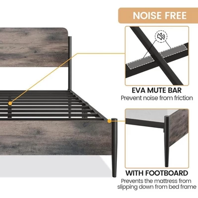 Garvee Bed Frame With Wooden Headboard And Footboard,Metal Bed Frame, No Box Spring Needed, 14 Inch Easy To Assemble Noise Free Mattress Foundation 4 Garvee Bed Frame With Wooden Headboard And Footboard,Metal Bed Frame, No Box Spring Needed, 14 Inch Easy To Assemble Noise Free Mattress Foundation - Image 4