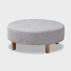 Baxton Studio Vinet Natural Wood Cocktail Ottoman Gray: Modern Upholstered Round Coffee Table, 250lb Capacity 9 Baxton Studio Vinet Natural Wood Cocktail Ottoman Gray: Modern Upholstered Round Coffee Table, 250lb Capacity -Baxton Studio Sale Shop GUEST 21579b5d 1831 4c4f 8abf 1e74ada685a8