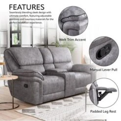 MiBasics 79" Breezenight Transitional Manual Reclining Loveseat: Palomino Upholstery, Cup Holders -Baxton Studio Sale Shop GUEST 215f273b f2c8 4140 abad 044121f3b1e0