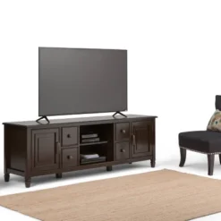 Hampshire Solid Wood Wide TV Stand For TVs Up To 80" Dark Brown - WyndenHall