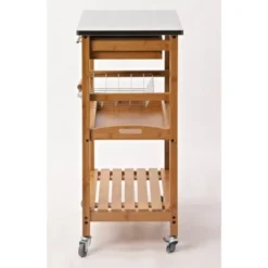 Aya Bamboo Kitchen Cart With Stainless Steel Top Natural - Boraam -Baxton Studio Sale Shop GUEST 2176b213 55d5 47a5 a845 ed49b4ed474d