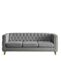 Living Room Modern Velvet Sofa With Button Tufted Square Arms And Metal Legs - ModernLuxe -Baxton Studio Sale Shop GUEST 218ec738 8921 4306 a6e7 989407ddd22f
