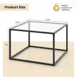 Tangkula Glass Coffee Table 27.5 Inch Modern Square Metal Frame Living Room Transparent 17 Tangkula Glass Coffee Table 27.5 Inch Modern Square Metal Frame Living Room Transparent -Baxton Studio Sale Shop GUEST 21950816 7115 4b65 9d5d 69f2a5576b52