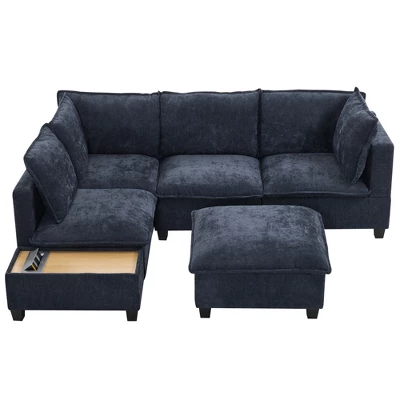 Whisen 90" U-shaped Sectional Sofa Modular Sofa Couch With A Movable Ottoman , A Coffee Table With Hidden Charging Devices 8 Whisen 90" U-shaped Sectional Sofa Modular Sofa Couch With A Movable Ottoman , A Coffee Table With Hidden Charging Devices - Image 8