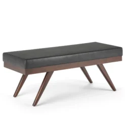 48" Nadine Mid Century Ottoman Bench Faux Air Leather - Wyndenhall -Baxton Studio Sale Shop GUEST 21d83a26 4369 49d8 85c6 00e58791aef9