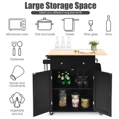 Costway Rolling Kitchen Island Utility Trolley Cabinet Storage Spice Towel Rack 5 Costway Rolling Kitchen Island Utility Trolley Cabinet Storage Spice Towel Rack - Image 5