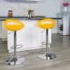 Emma And Oliver 2 Pack Contemporary Plastic Adjustable Height Barstool With Rounded Cutout Back And Chrome Base