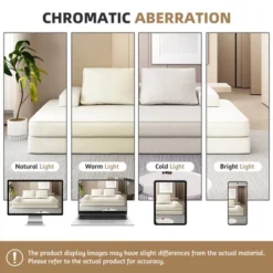 Convertible Sofa Bed With Removable Backrests & Pillows, Fluffy Chenille DIY Sleeper Sofa Couch Chaise Lounge Game Pad - ModernLuxe -Baxton Studio Sale Shop GUEST 2203662d 23da 4018 b31f 2334225f34cf