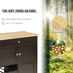 Costway Rolling Kitchen Island Serving Cart Storage Cabinet W/ Wine Rack -Baxton Studio Sale Shop GUEST 2220e166 ce39 4e5c 921b dc044dc8ca97