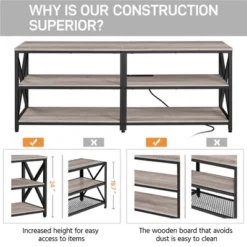 Yaheetech Vintage 3-layer TV Stand TV Console With Power Outlet -Baxton Studio Sale Shop GUEST 2221f00b a891 4f36 8b19 5d1b736c56a7