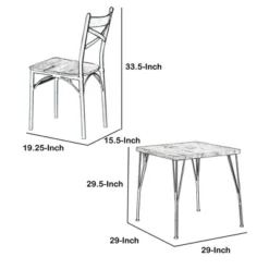 3pc Dining Table Wood And Metal Brown/Black - Benzara -Baxton Studio Sale Shop GUEST 2244899e c5c5 4742 9cce 596548cc2da7