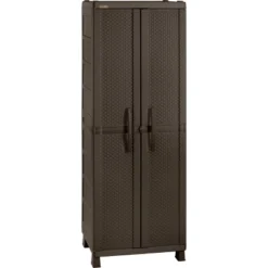 Resin Rattan Wardrobe Cabinet Brown - Inval