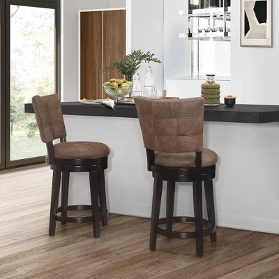 26" Kaede Wood And Upholstered Swivel Counter Height Barstool Black/Chestnut - Hillsdale Furniture 8 26" Kaede Wood And Upholstered Swivel Counter Height Barstool Black/Chestnut - Hillsdale Furniture - Image 8