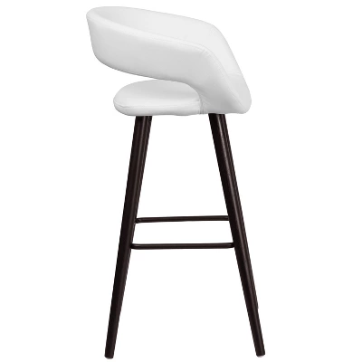 Emma And Oliver 29"H Wood Rounded Open Back Barstool 7 Emma And Oliver 29"H Wood Rounded Open Back Barstool - Image 7
