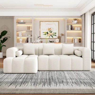 101.2" Sectional Sofa Full-Compressed Sofa Modular Sofa Couch Free-combined Sofa With Deep Seating And Two Side Pockets For Living Room, Beige 10 101.2" Sectional Sofa Full-Compressed Sofa Modular Sofa Couch Free-combined Sofa With Deep Seating And Two Side Pockets For Living Room, Beige - Image 10