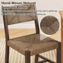Tangkula Wooden Dining Chair Set Of 2 W/ Natural Weave Seagrass Rattan Backrest & Seat 9 Tangkula Wooden Dining Chair Set Of 2 W/ Natural Weave Seagrass Rattan Backrest & Seat -Baxton Studio Sale Shop GUEST 22f3528a 8edc 4067 b1ac af1f6bc3eb04