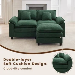 HYLEORY Chenille Fabric Pillow Top Arm U-Shaped Sectional Sofa , Indoor Convertible Modular Sectional Sofa Set With 2 Ottomans For Living Room -Baxton Studio Sale Shop GUEST 23335e9f 7fe1 435f a32b 02dcc36ec737