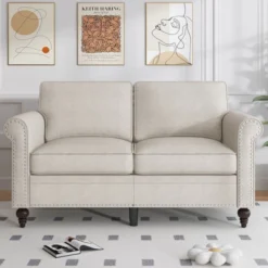 Mjkone 2 Piece Living Room Sofa Set With Rivet Design,Linen Fabric W76''3-Seater Sofa Couch With W53''Loveseat Sofa -Baxton Studio Sale Shop GUEST 2333cae0 28cd 4071 99ce 250d2b2601fa