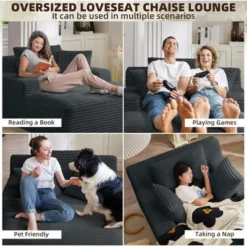 Aukfa Corduroy Sleeper Sofa Bed & Cloud Lounge Chair,No Assembly, Deep Seat, Armrests, 2 Pillows | Boneless Upholstered Chaise For Indoor Comfort -Baxton Studio Sale Shop GUEST 2377c516 a202 4762 a10c 6c5c32d047f7