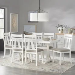 Miller Rectangular Trestle Base Dining Table White - Lifestorey -Baxton Studio Sale Shop GUEST 23d16a8b 4cb7 4a52 9f39 bce174877745