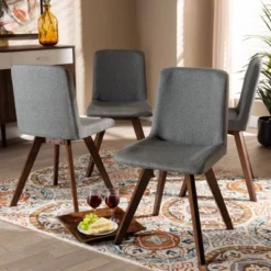 Set Of 4 Pernille Fabric Upholstered Walnut Finished Dining Chairs Gray/Walnut - Baxton Studio -Baxton Studio Sale Shop GUEST 241dbba0 ab8e 4bc5 950b 9813e998db5b