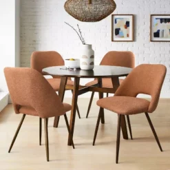 Set Of 4 Edwin Upholstered Side Chair Walnut Legs -The Pop Maison -Baxton Studio Sale Shop GUEST 244b03b8 1fcc 4f4a a6ef 9f05c53518a0