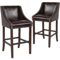 Emma And Oliver 2 Pk. 30" High Transitional Walnut Barstool With Accent Nail Trim 7 Emma And Oliver 2 Pk. 30" High Transitional Walnut Barstool With Accent Nail Trim -Baxton Studio Sale Shop GUEST 2476208c 865e 40e9 a3e7 930801b3abe2