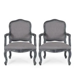 Set Of 2 Andrea French Country Wood Upholstered Dining Armchairs - Christopher Knight Home -Baxton Studio Sale Shop GUEST 248240de c6a5 459f 8bd4 afe246285b49