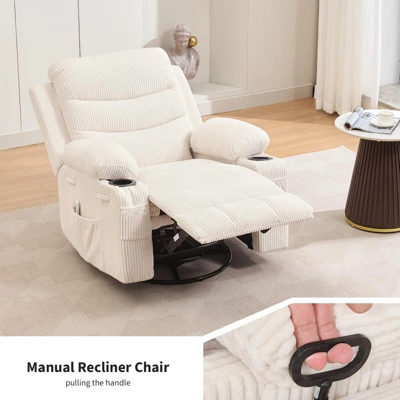 Recliner Chair Nursery, Manual Reclining Rocking Chair, 360 Swivel Glider With Cup Holder, Massage And Heat Recliner, Indoor Single Sofa Chairs 7 Recliner Chair Nursery, Manual Reclining Rocking Chair, 360 Swivel Glider With Cup Holder, Massage And Heat Recliner, Indoor Single Sofa Chairs - Image 7