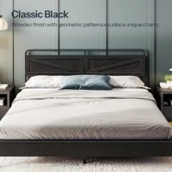 Metal & Wooden Panel Headboard, King Headboard, Minimalist Head Board With Metal Frame, Height Adjustable, With Bed Frame Adapter, Black -Baxton Studio Sale Shop GUEST 24a663ac d27d 4ba7 b863 c29593b5744e