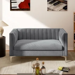 55 In. Wide Mid-Century Channel Tufted Velvet 2-Seater Sofa Couch Loveseat - Morden Fort 23 55 In. Wide Mid-Century Channel Tufted Velvet 2-Seater Sofa Couch Loveseat - Morden Fort -Baxton Studio Sale Shop GUEST 252f0652 1ff8 4edc b09e e42e7bc30ee9