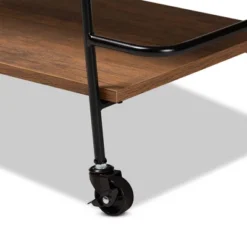 Small Bernard Rustic Industrial Metal And Wood 3 Tier Mobile Wine Bar Cart Black/Walnut - Baxton Studio -Baxton Studio Sale Shop GUEST 255e5a85 770c 457a b152 50b1f2961245