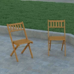 Emma And Oliver Set Of 2 All Natural Weather Resistant Acacia Wood Folding Patio Bistro Chairs In A Natural Finish With Protective Teak Oil Layer -Baxton Studio Sale Shop GUEST 25731ecf 02de 43c2 9994 ed988852dddc