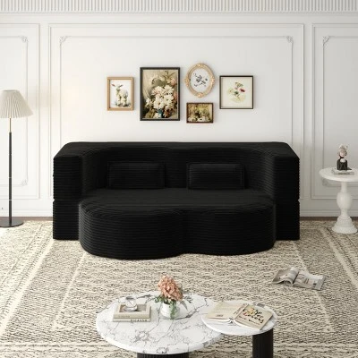 Modern Convertible Floor Sofa Bed With 2 Pillows, Folding Foam Sleeper Couch, No Assembly Sofa For Guest Room Or Living Room-Tanpinhause 8 Modern Convertible Floor Sofa Bed With 2 Pillows, Folding Foam Sleeper Couch, No Assembly Sofa For Guest Room Or Living Room-Tanpinhause - Image 8