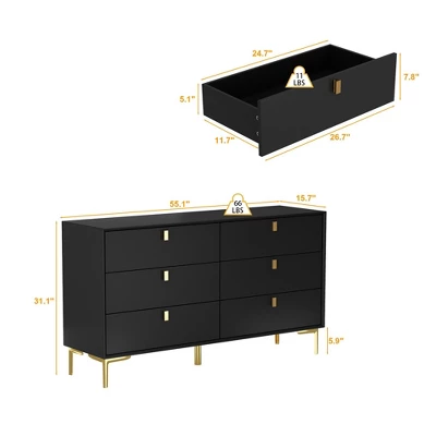 FUFU&GAGA 6 Drawer Storage Dresser Modern Chest Of Drawers Sideboard 5 FUFU&GAGA 6 Drawer Storage Dresser Modern Chest Of Drawers Sideboard - Image 5