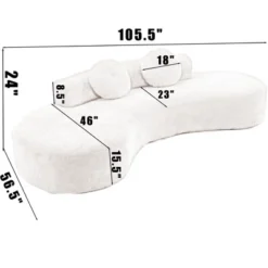 NicBex Couches For Living Room Cloud Couch 105.5'' Curved Sofa Modern Minimalist Corduroy Upholstered 3-4 Seater Sofa Couch With 2 Pillows