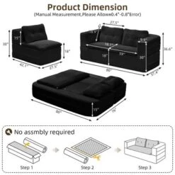 NicBex Functional Foldable Futon Sofa Bed With Plush Blanket & Pillows,Convertible Sleeper Deep Seat Sofa Couch For Living Room -Baxton Studio Sale Shop GUEST 25c779b8 5692 4f28 a074 f29c440a2d0b