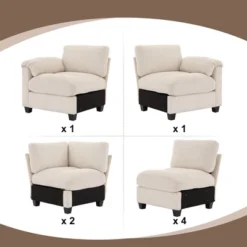 Hyleory 115" Corduroy Oversized Modular Sectional Sofa, U Shaped Couch, Large 8 Seater Corner Sofa For Living Room, Office, Spacious Space -Baxton Studio Sale Shop GUEST 26967751 b504 4b75 b1e2 54b9dd6f45c6