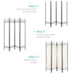 Best Choice Products 6ft 4-Panel Folding Privacy Screen Room Divider Decoration Accent W/ Steel Frame 12 Best Choice Products 6ft 4-Panel Folding Privacy Screen Room Divider Decoration Accent W/ Steel Frame -Baxton Studio Sale Shop GUEST 26b075a4 1174 4a6e 9159 f40aa7faf8ce