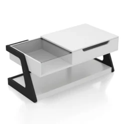 49" Castleridge Modern Lift Top Coffee Table White/Black - MiBasics: Adjustable Height, Tempered Glass, Storage Shelf 22 49" Castleridge Modern Lift Top Coffee Table White/Black - MiBasics: Adjustable Height, Tempered Glass, Storage Shelf -Baxton Studio Sale Shop GUEST 2712e424 c504 4c8c b25a 06cb1c1e0a41